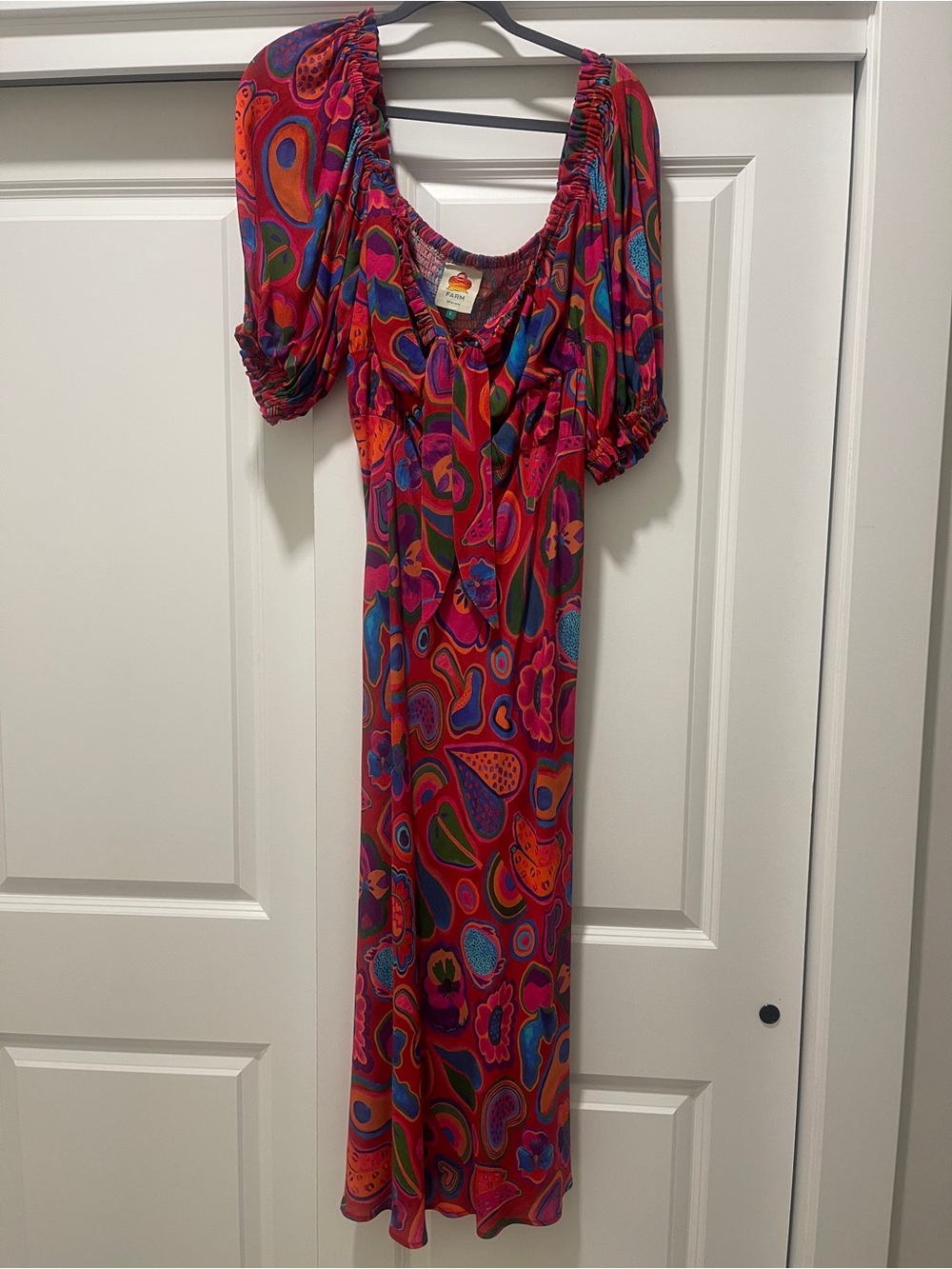 Farm Rio - Colorful Paisley Puff-Sleeve Maxi Dress - Red Pink Multi